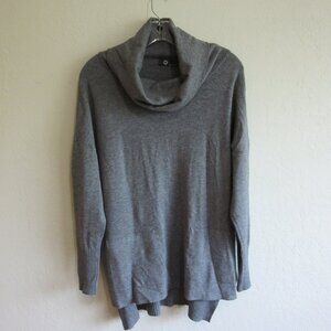 Gray Knit L Pullover Cowl Neck High-Low 3/4 Sleeve Sweater Made in Italy